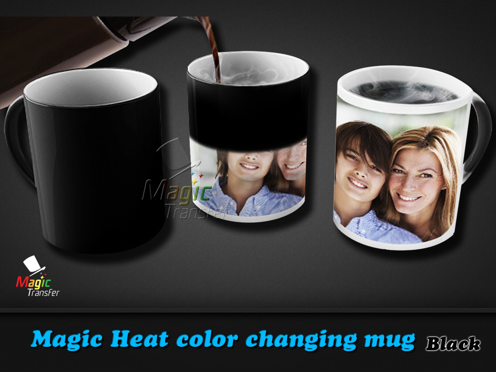 Sublimation Black Colour Changing Mugs 11oz Coated Magic Cup Heat Transfer