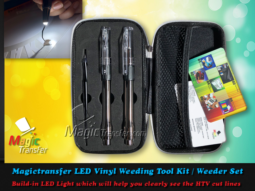 Magictransfer Vinyl Weeding Tool Kit / Stainless Steel LED weeder pen and  Tweezers Pick - Magic Transfer