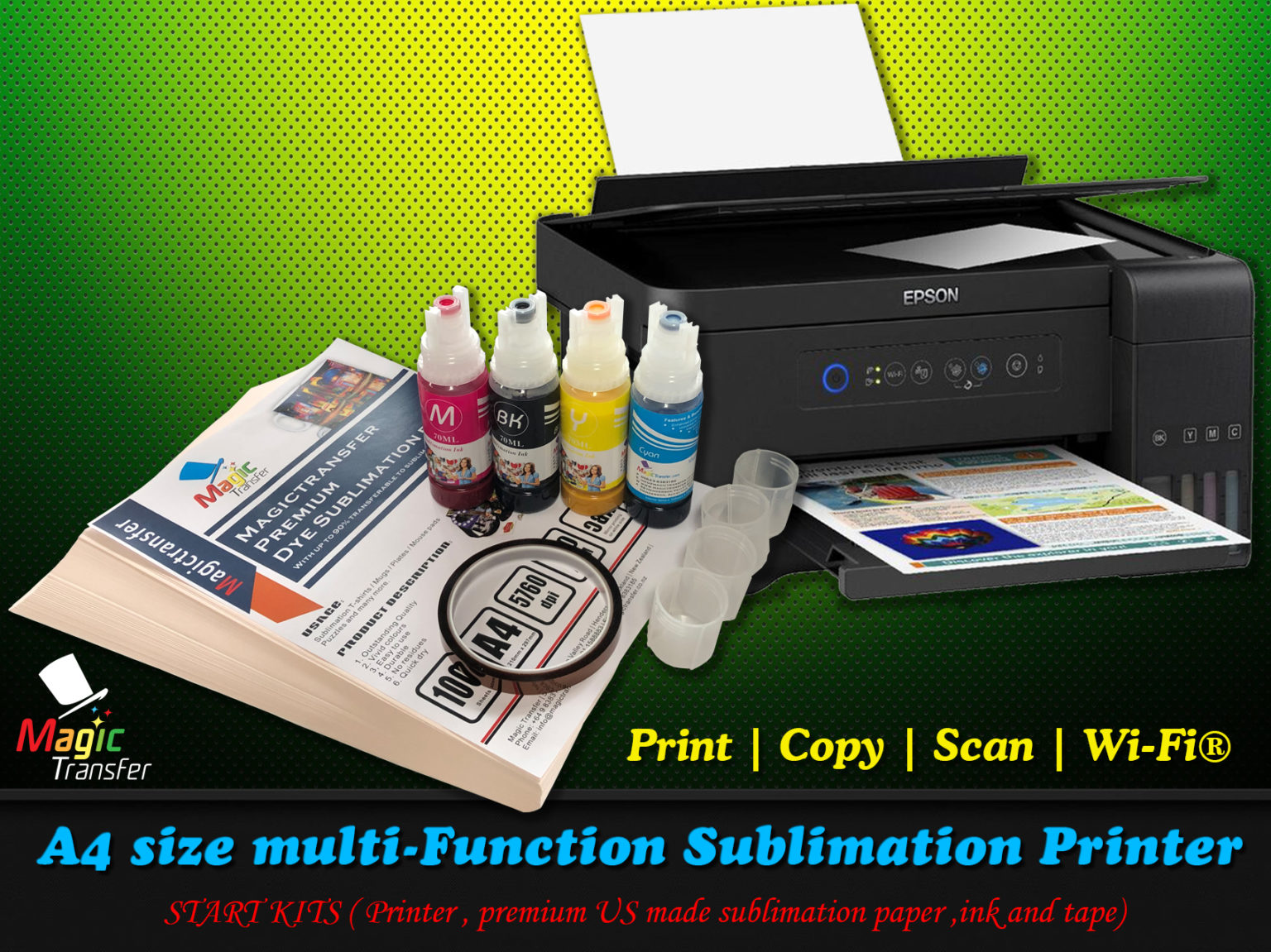 A4 size Multi-Function sublimation printer-with 4 bottles US premier ...