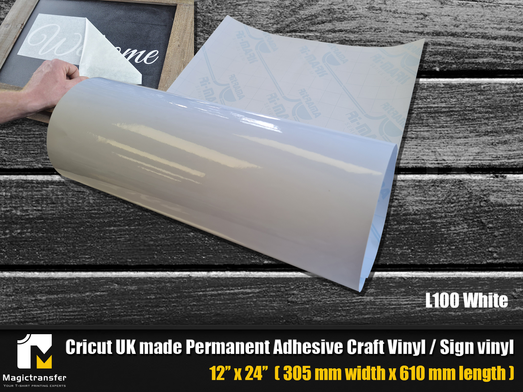 Cricut Premium Permanent Adhesive Craft Vinyl /Sign vinyl -L100 White -  Magic Transfer