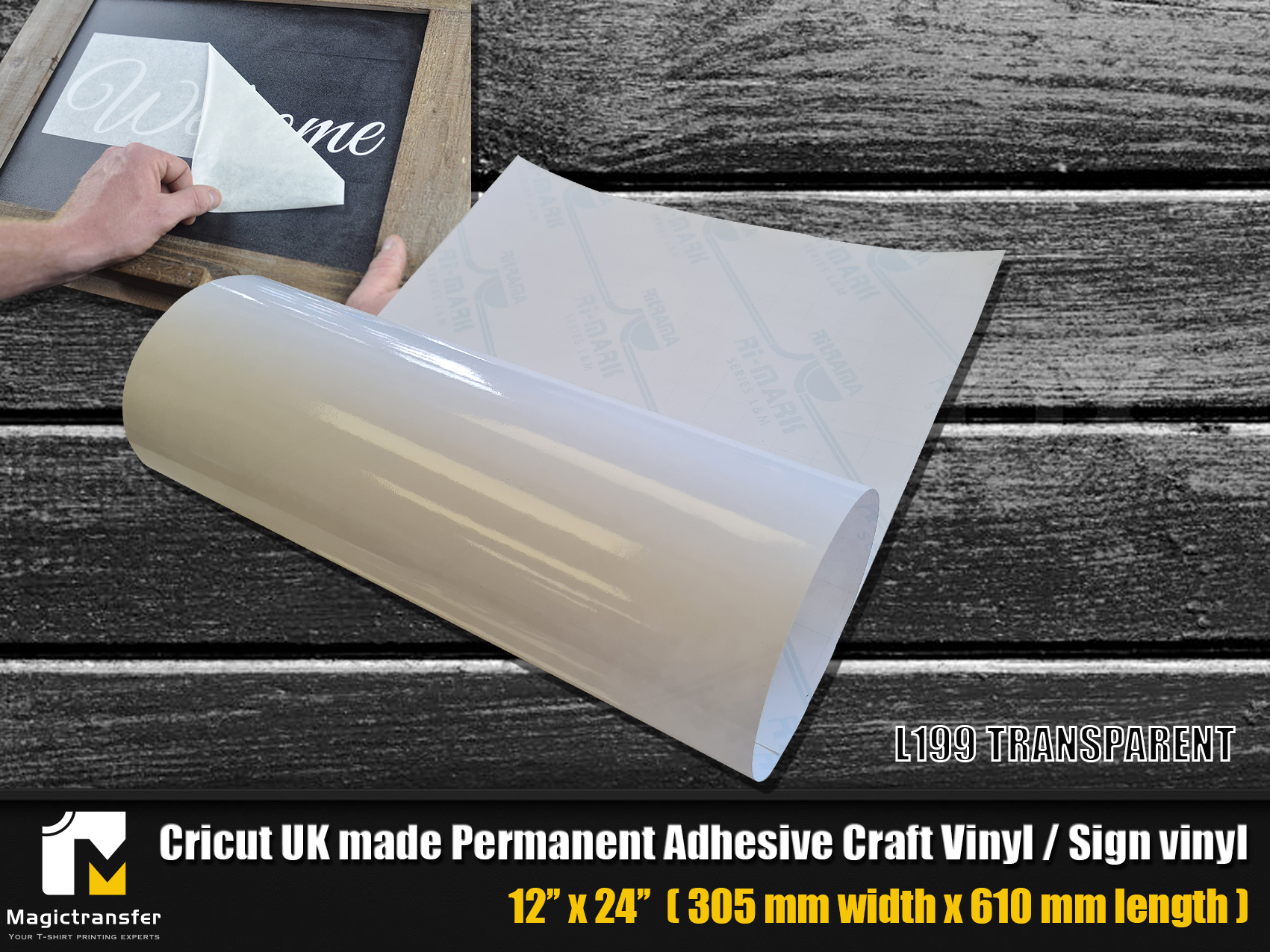 Cricut Premium Permanent Adhesive Craft Vinyl /Sign vinyl -L100 White -  Magic Transfer