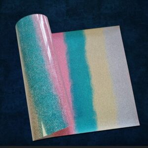 Craft Machine HTV Glitter vinyl- Glitter Rainbow Light - Size10" x 20" (25 cm x 50 cm)