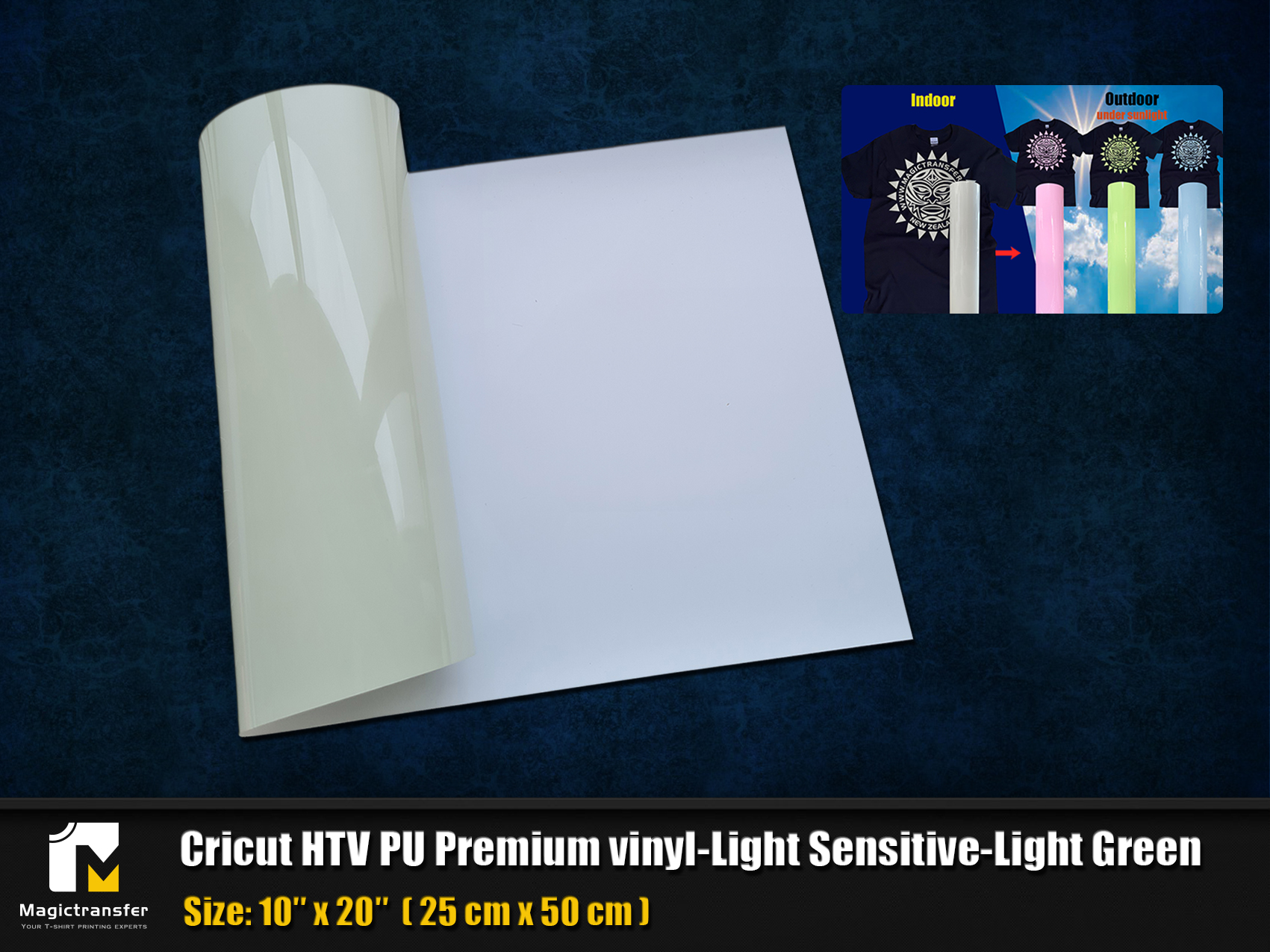 Cricut HTV Vinyl Light Sensitive-MUV252-Light Green– Size10″ x
