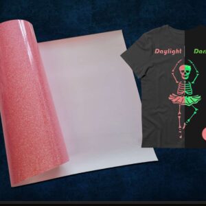 Craft Machine HTV Glitter vinyl- Glow in the dark-MGGD212-Glitter Hot Pink - Size10" x 20" (25 cm x 50 cm)